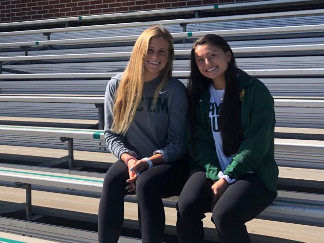 Mackenzie Anthony and Gabby Mueller grew up playing for opposing soccer clubs and ended up as roommates repping the Green and Gold. Photo courtesy of Krista Pirtle