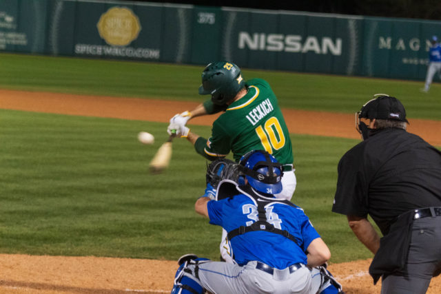 Ryan Leckich had the opportunity to take an at-bat during Baylor's 20-4 win over Memphis on March 6. The senior struck out but said he had fun nonetheless. Baylor has had five 20-plus-run games under head coach Steve Rodriguez. DJ Ramirez | Sports Editor