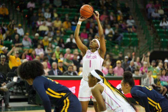 Senior forward, Nalyssa Smith, shoots free throws contributing to her career high 30 points against West Virginia on Feb. 12. 
Joshua McSwain | RoundUp