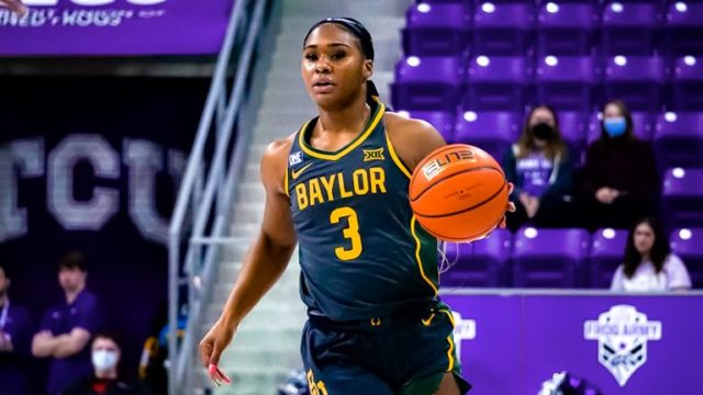 Graduate student guard Jordan Lewis finished with 12 points, four assists and five rebounds to help No. 7 Baylor women's basketball defeat TCU 78-59 Saturday afternoon at Schollmaier Arena in Fort Worth. Photo courtesy of Baylor Athletics