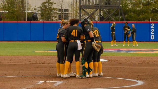 Baylor softball won their first conference series of the season taking two of three against the University of Kansas in Lawrence, Kan. Photo courtesy of Baylor Athletics