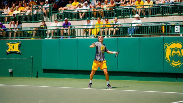 No. 4 Baylor men’s tennis started Big 12 play against No. 11 University of Texas and No. 3 Texas Christian University, finishing the weekend 1-1. Photo courtesy of Baylor Athletics
