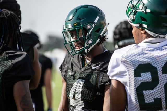 At the end of fall camp, the team put together a "robbers and jackers" mantra to help them force turnovers. Photo courtesy of Baylor Athletics.