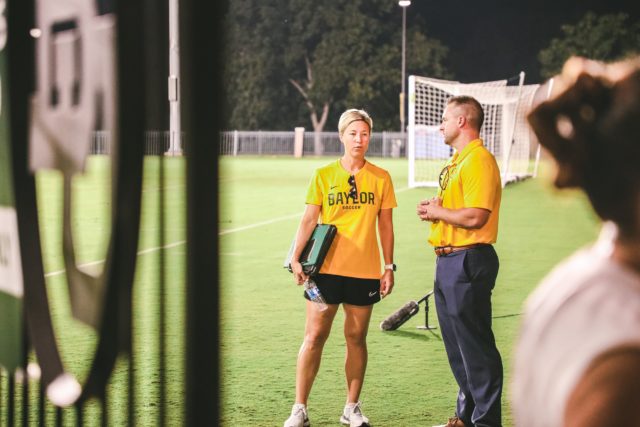 Baylor soccer head coach Michelle Lenard still seeks her first Big 12 win after the team's 2-0 loss to the University of Oklahoma on Friday, Sept. 23, 2022 at Betty Lou Mays Field. Assoah Ndomo | Photographer