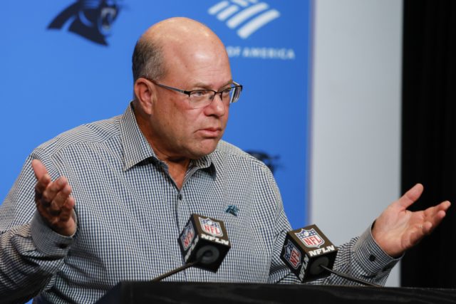 Carolina Panthers owner David Tepper speaks to the media after the firing of NFL football head coach Matt Rhule in Charlotte, N.C., Monday, Oct. 10, 2022. (AP Photo/Nell Redmond)