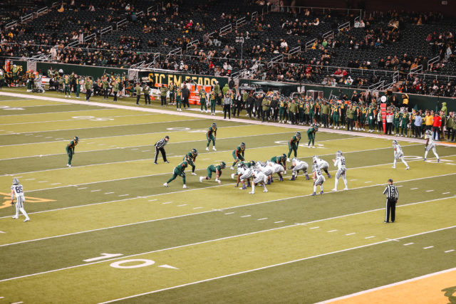 Baylor defense lines up at the end of the game preparing for the Kansas State offense. Assoah Ndomo | Photographer