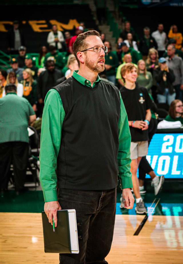 Baylor volleyball head coach Ryan McGuyre looking on to the court before the 2022 NCAA Division I Volleyball Championship First Round match against Stephen F. Austin State University on Dec. 1, 2022 in the Ferrell Center.
Kenneth Prabhakar | Photographer