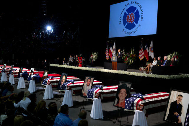 Former President Barack Obama attends memorial service to honor the firefighters that died in the West, Texas explosion. Photo courtesy of Wikimedia Commons.