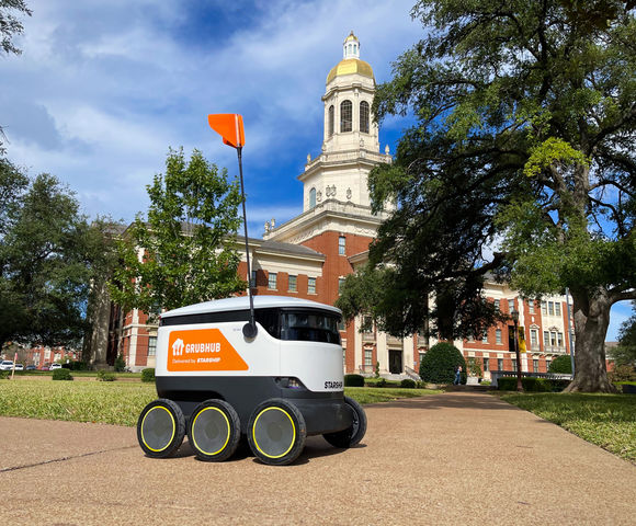 A Grubhub robot makes a delivery on campus. Olivia Havre | Photographer