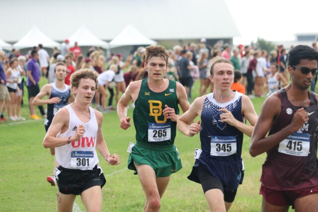 Graduate student Ryan Day maintains pace with the pack during one of Baylor cross country's 2022 meets. Photo courtesy of Baylor Athletics