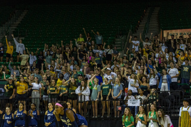 The Baylor student section showed out for No. 16 Baylor volleyball's home opener against No. 18 Rice University on Friday in the Ferrell Center.Lilly Yablon | Photographer