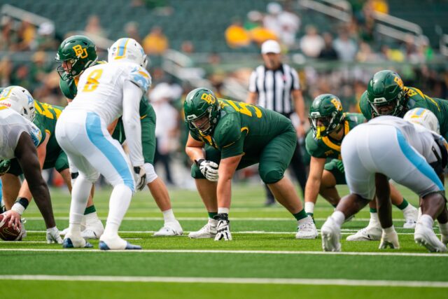 Senior offensive lineman Gavin Byers, a Preseason All-Big 12 Honorable Mention by the College Football Network, has played in 40 games with 20 starts. Photo courtesy of Baylor Athletics