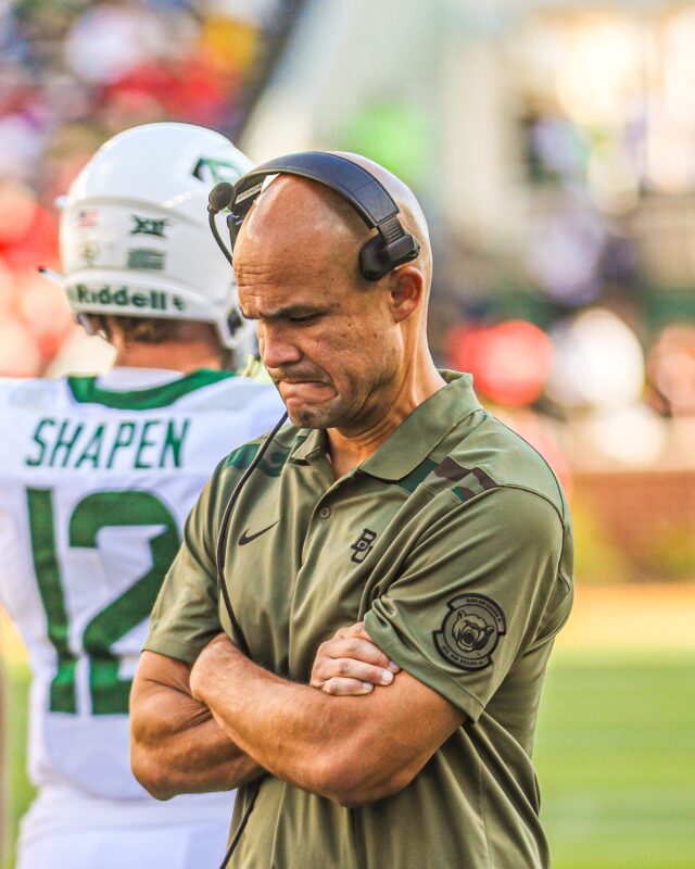 Baylor head coach Dave Aranda is now 23-22 overall as he nears the end of his fourth year at the helm. Kenneth Prabhakar | Photo Editor