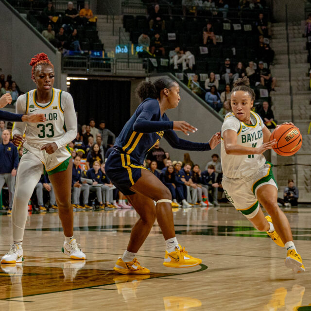 No. 18 Baylor women's basketball shot 48.1% from the floor, compared to No. 22 West Virginia's 32.3%, which improves the Bears to 15-0 when shooting higher than their opponents this season. Kassidy Tsikitas | Photo Editor