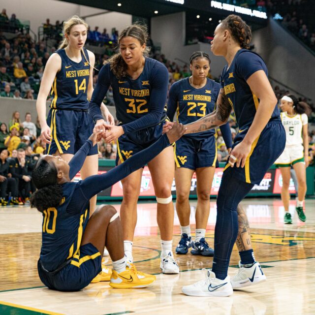 The Bears collected their conference-leading fifth top-25 win with the victory over the Mountaineers on Saturday. Kassidy Tsikitas | Photo Editor