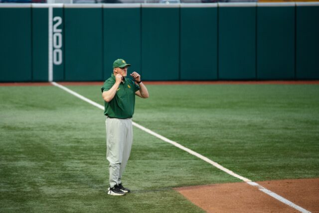 Baylor softball head coach Glenn Moore is 23 wins away from his 900th career win with the program. Assoah Ndomo | Photographer.