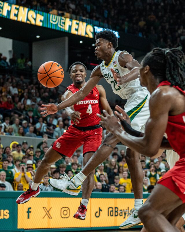 Houston senior guard LJ Cryer (4) spent the last three years at Baylor, as the 2021 National Champion transferred to the Cougars' program after the 2022-23 season. Kassidy Tsikitas | Photo Editor