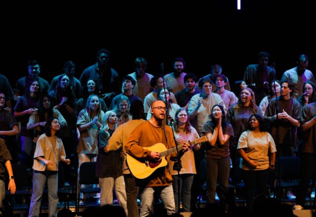 Around 2,000 Baylor students, staff, and other Waco residents worshiped in Waco Hall for the National Collegiate Day of Prayer. |Photographer: Mesha Mittanasala
