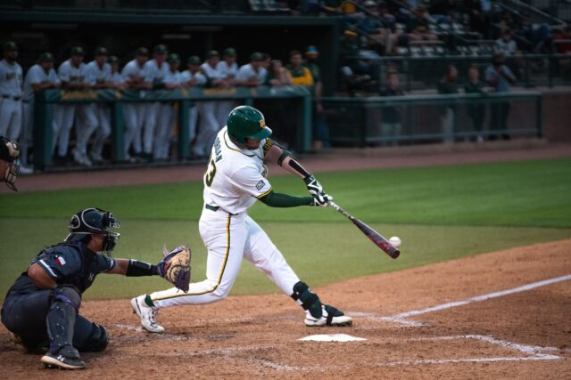 Junior outfielder Wesley Jordan (33) extended his on-base streak to eight games on Tuesday. Camie Jobe | Photographer