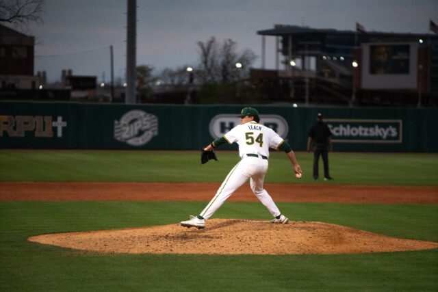 Redshirt junior right-handed pitcher Drew Leach earned his second win and posted his fifth scoreless outing of 2024. Camie Jobe | Photographer
