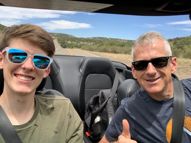Cruising the route on old Highway 66 in a brand-new convertible Mustang. We drove the whole way from Los Angeles to Oklahoma City. George Schroeder | LTVN Executive Producer