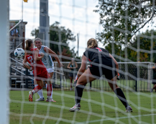 Sophomore forward Callie Conrad watches her shot find the back of the net during Baylor soccer's 4-0 win over Houston Sunday afternoon at Betty Lou Mays Field. Kassidy Tsikitas | Photographer