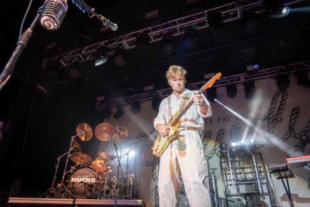 Ty Myers plays to the crowd at Pi Beta Phi's Howdy at the Hurd on Friday. Sam Gassaway | Photographer