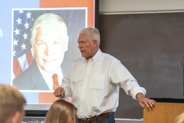 Congressman Sessions took the opportunity to field questions from Baylor's College Republicans Monday night at Old Main. Jake Schroeder | Photographer