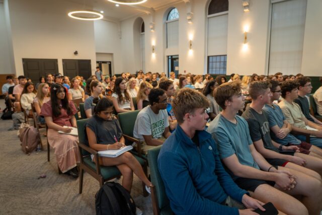 The Willet Family Reading Room was full of honors residential college students eager to listen to Dr. Davis&squot; lecture, "Community is Good, Friendship is Better." Sam Gassaway | Photographer