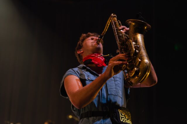 Talented saxophone player Jake Botts, playing a solo during Lauren Daigle's concert Friday night at Baylor's Foster Pavilion. Brady Harris | Photographer