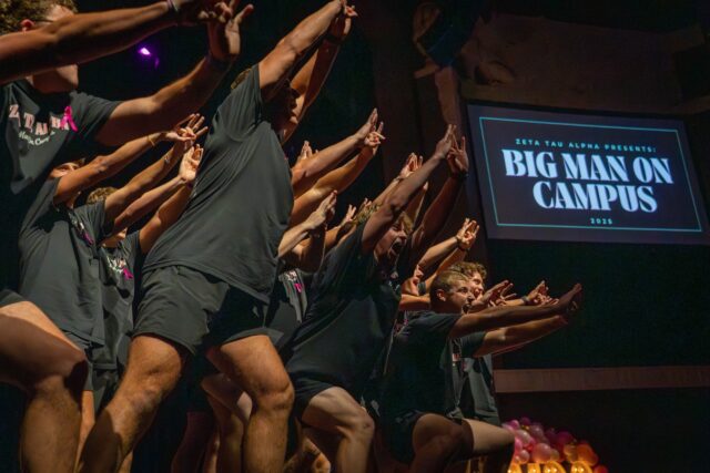 The male pageant contest, complete with singing, dancing and costumes, had 20 contestants, each representing a different Greek organization on campus. Sam Gassaway | Photographer