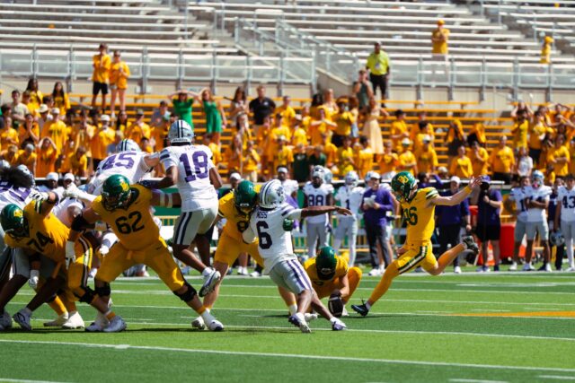 Redshirt freshman kicker Connor Hawkins defeats the pressure and scores a game-winning 53-yard field goal. Brady Harris | Photographer