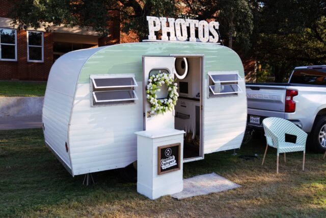A photobooth camper for attendees of Alpha Delta Pi's Haunt event on Fountain Mall to take fun pictures in. Brady Harris | Photographer