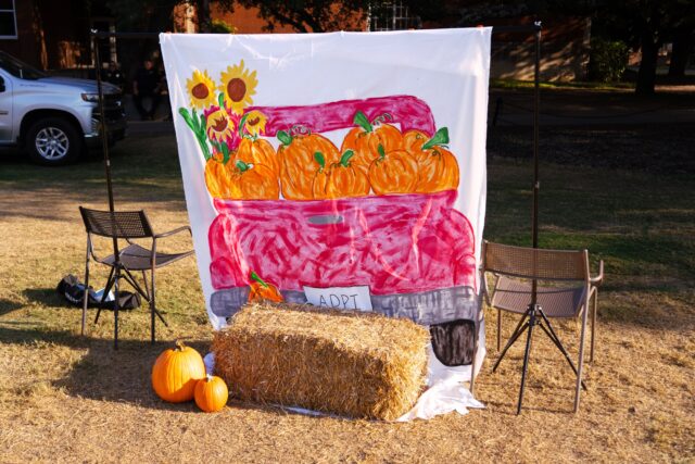 A fun backdrop for attendees of Alpha Delta Pi's Haunt event to take photos at. Brady Harris | Photographer