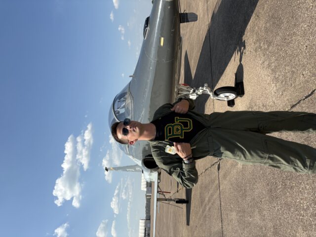 Baylor senior Jackson Belsavias has been recently selected for the Euro-NATO Joint Jet Pilot Training Program. He will be flying this ENJJPT-specific T-38C Talon plane, which is the Air Force's primary fighter jet trainer. Picture taken Sept. 12, 2025. Photo courtesy Jackson Belsavias