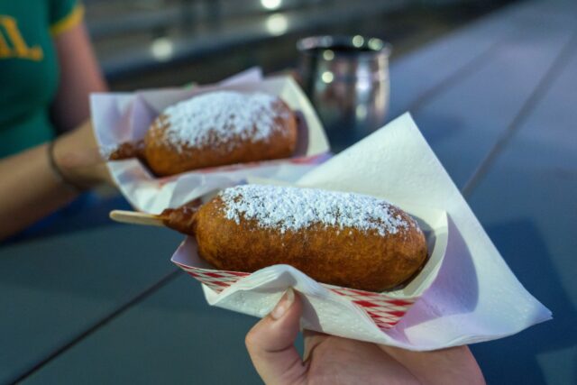 Fry Dat, a vendor that fries everything from pickles to ice cream, served up deep-fried Twinkies for $7. Mary Thurmond | Photo Editor