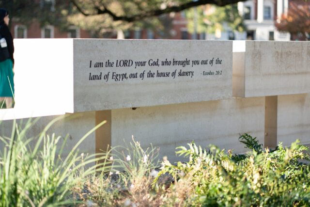 The Memorial to Enslaved Persons, located on Founders Mall, was officially dedicated on Friday morning. Alyssa Meyers | Photographer.