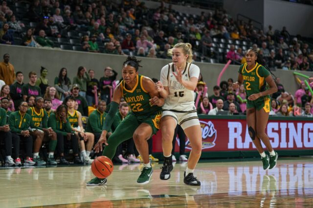 Senior guard/forward Bella Fontleroy battles one-on-one during the Bear's 76-63 win against Lindenwood Sunday afternoon at Foster Pavilion. Alyssa Meyers | Photographer