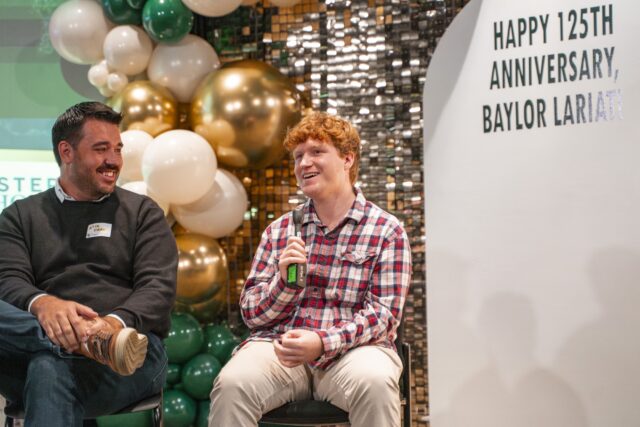 Foster Nicholas, the current editor-in-chief of the Baylor Lariat, discusses his experience working with social media and the internet during the modern age of journalism. Jake Schroeder | Photographer