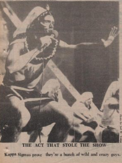 The brothers of Kappa Sigma competed in the 1979 Pigskin Revue, in hopes of taking home a cash prize and winning cup. Lariat file photo
