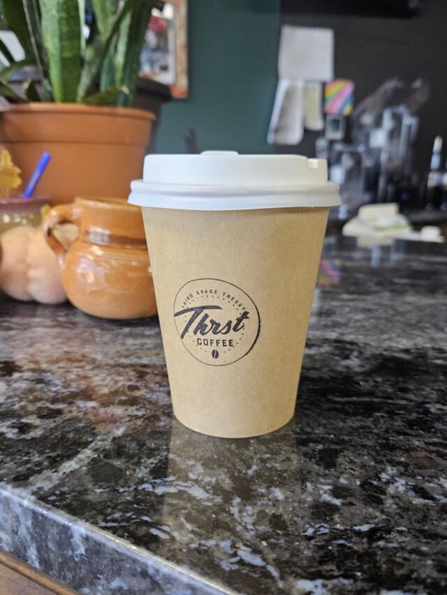 Thrst Coffee boasts a peaceful and artsy environment and classic menu options
