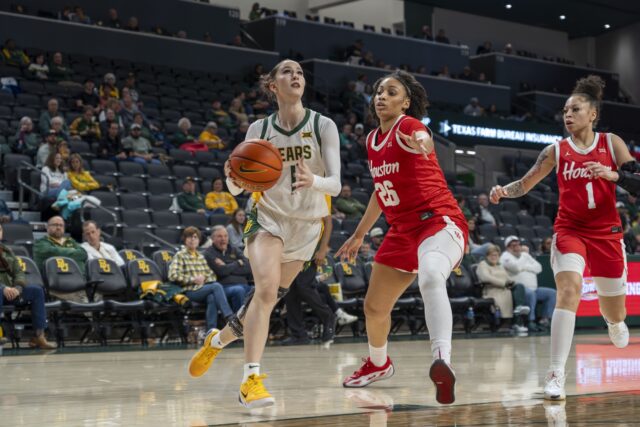 Redshirt freshman guard Ines Goryanova prepares to make a layup at the Baylor vs Houston basketball Game at Foster Pavilion on Tuesday night. Caleb Garcia | Photographer