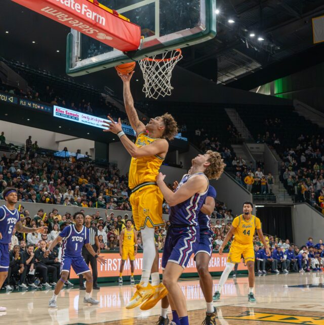 Senior guard Dan Skillings Jr. puts up a layup during Baylor's lose against TCU Saturday night in Foster Pavilion. Mesha Mittanasala | Photographer