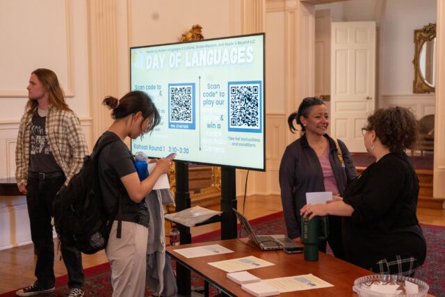 Students sign in to learn more about different cultures and languages at the Day of Languages Dr. Pepper Hour Tuesday afternoon. Mesha Mittanasala | Photographer