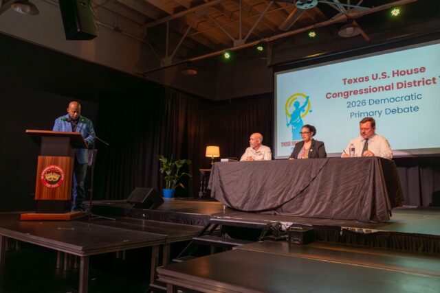 17th Congressional District Candidates J.Gordon Mitchell, Milah Flores, and Casey Shepard debated on voter issues at the Texas U.S. House Congressional District 2026 Democratic Primary Debate held at the Waco Performing Arts Community Center Wednesday Night. Mesha Mittanasala | Photographer