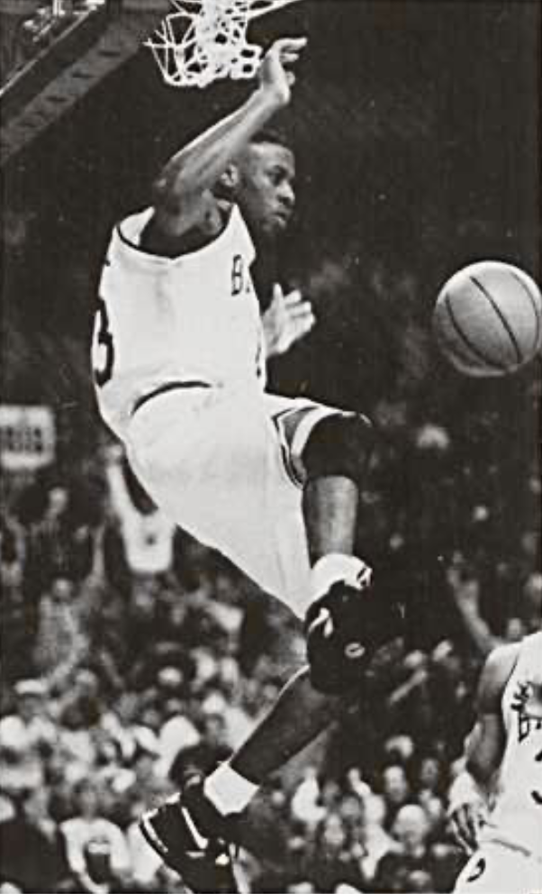Aundre Branch floats to the ground after a dunk in his prolific 1994-1995 season. Roundup file photo