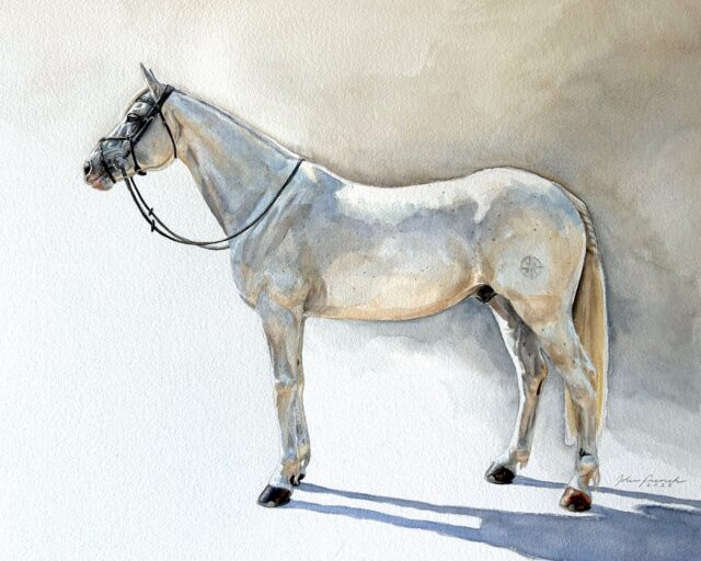 Whilst exploring the western countryside on the canvas, Jolee French began painting pet portraits, from a Husky named Sapphire to a horse named Ranger, the style became a specialization of hers. Courtesy of Jolee French