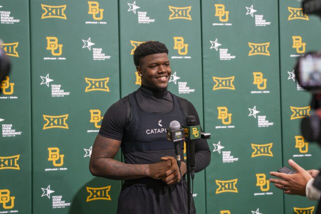 Redshirt junior defensive end Trent Thomas is out to prove himself this fall after moving back to his traditional position on the outside line. Jake Schroeder | Photographer