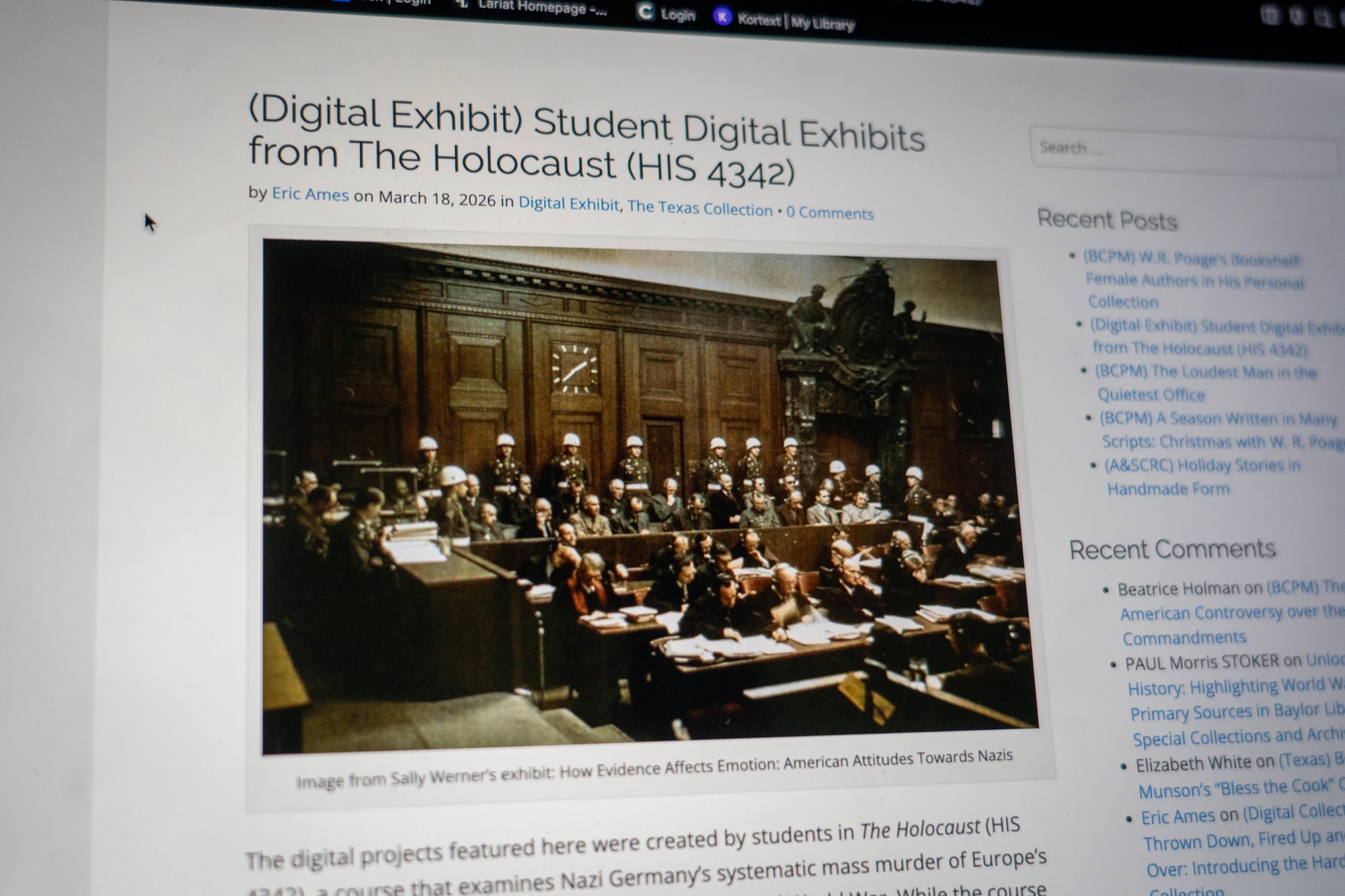 Baylor students research post-Holocaust trials with campus resources