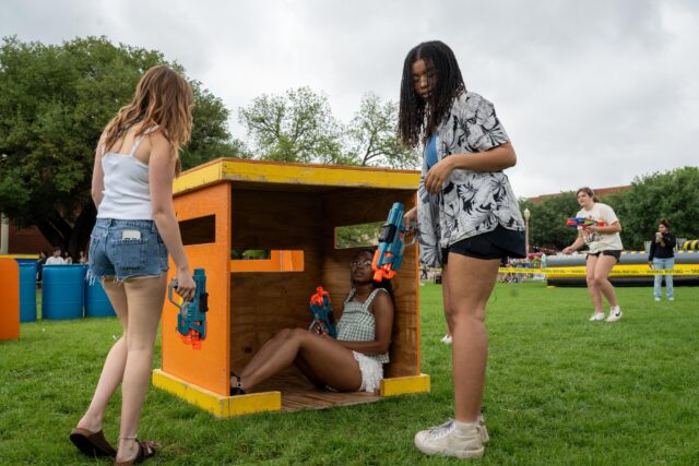 Fountain Mall was transformed with several fun attractions, including a Nerf gun battle arena. Sam Gassaway | Photo Editor